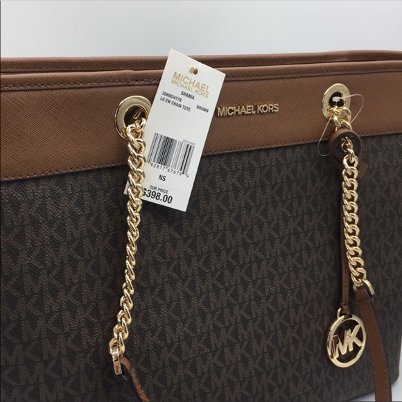MICHAEL KORS SHANIA LG EW CHAIN TOTE BROWN - Picture 8 of 8